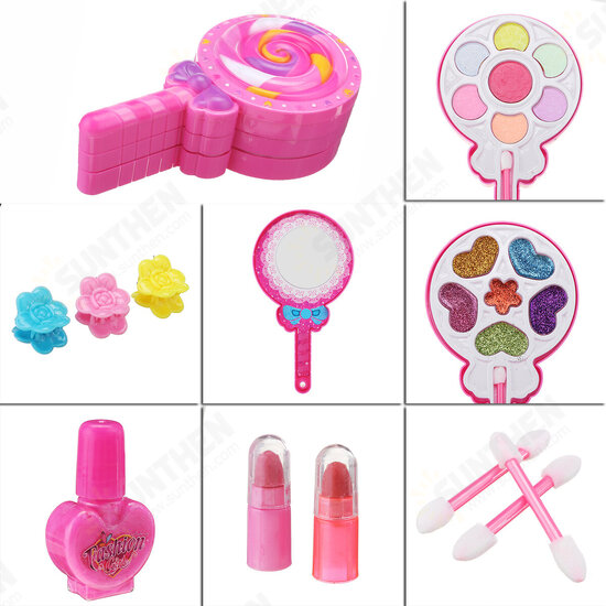 Girls Make-Up Toy Set Lollipop Shaped Princess Pink Beauty Cosmetics Compact Kids Gift