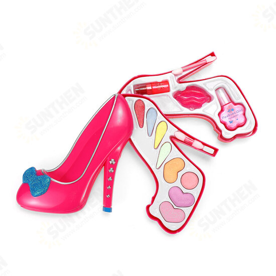 Kids Girl Makeup Toy Set Non Toxic Cosmetic High Heel Shape Play Kits Children Gift for Over 7 Years Old