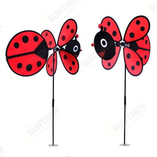 Windmill Red Ladybug and Yellow Bee Design Windmill Children Garden Decoration