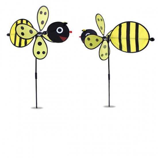 Windmill Red Ladybug and Yellow Bee Design Windmill Children Garden Decoration