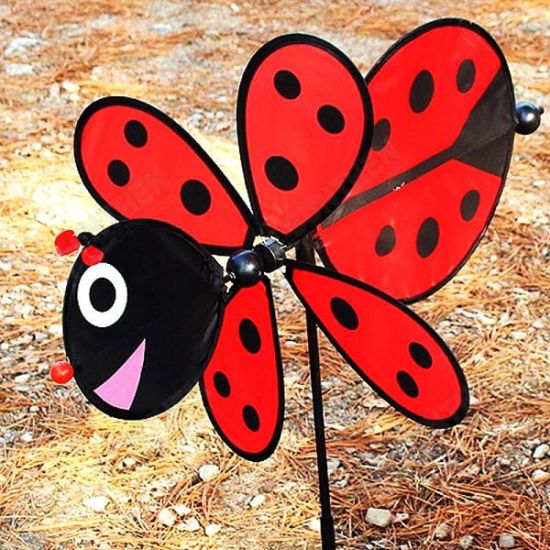 Windmill Red Ladybug and Yellow Bee Design Windmill Children Garden Decoration