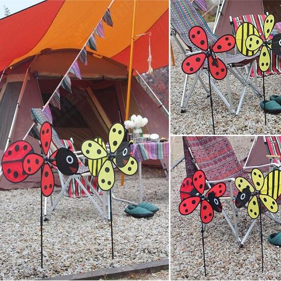 Windmill Red Ladybug and Yellow Bee Design Windmill Children Garden Decoration