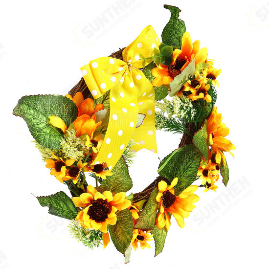 30/45CM Artificial Sunflower Pumpkin Pine Cone Berry Maple Leaf Halloween Wreath Door Decoration Thanksgiving