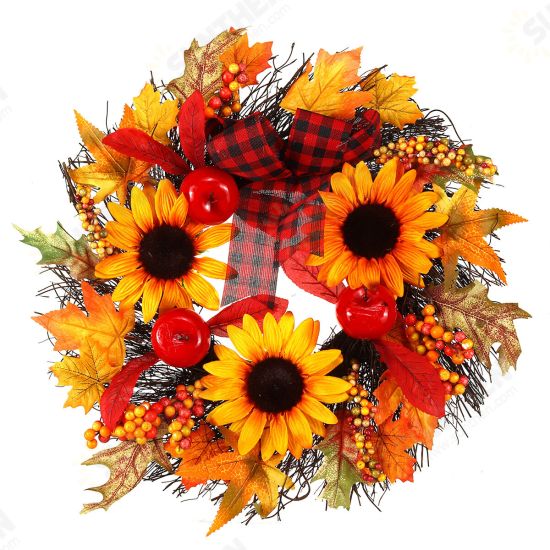 30/45CM Artificial Sunflower Pumpkin Pine Cone Berry Maple Leaf Halloween Wreath Door Decoration Thanksgiving