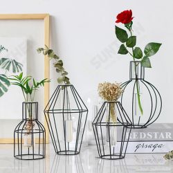 3D Nordic Metal Vase Glass Tube Hydroponic Plant Container Ornaments Home Decor 3D Nordic Metal Vase Glass Tube Hydroponic Plant Container Ornaments Home Decor