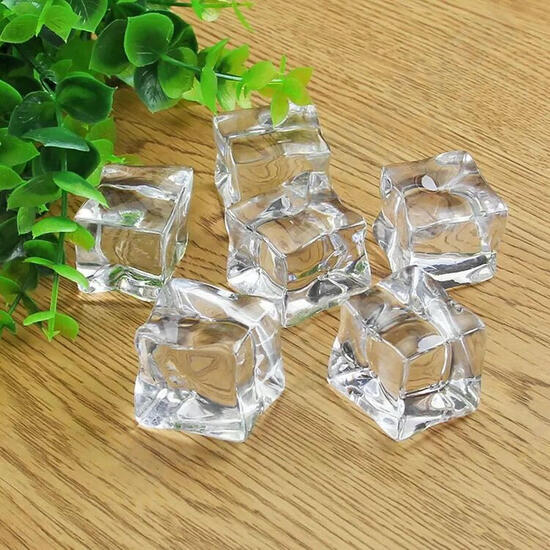 50Pcs Crystal Clear Artificial Acrylic Ice Cube Square Decor Photo Photography Props Decorations