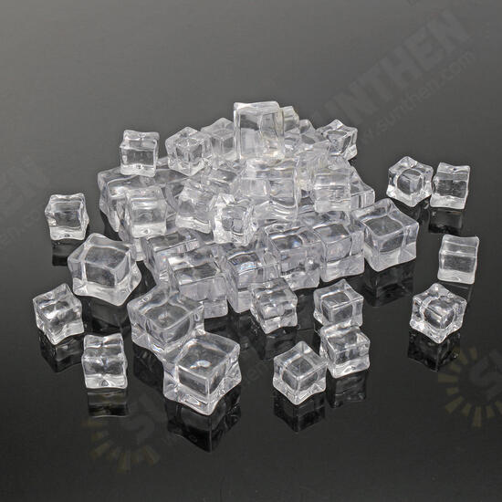 50Pcs Crystal Clear Artificial Acrylic Ice Cube Square Decor Photo Photography Props Decorations