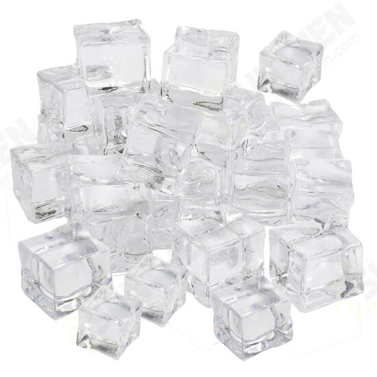 50Pcs Crystal Clear Artificial Acrylic Ice Cube Square Decor Photo Photography Props Decorations