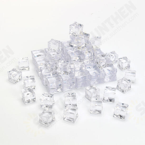 50Pcs Crystal Clear Artificial Acrylic Ice Cube Square Decor Photo Photography Props Decorations