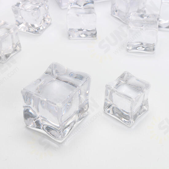 50Pcs Crystal Clear Artificial Acrylic Ice Cube Square Decor Photo Photography Props Decorations