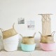 5PCS Mat Grass Belly Basket Storage Plant Pot Foldable Laundry Bag Room Decorative Flower Pot