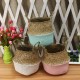 5PCS Mat Grass Belly Basket Storage Plant Pot Foldable Laundry Bag Room Decorative Flower Pot