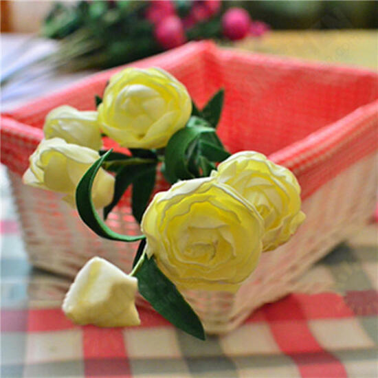 7 Heads Artificial Camellia Handmade Flowers Simulation Camellia Home Decoration