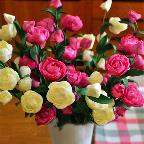 7 Heads Artificial Camellia Handmade Flowers Simulation Camellia Home Decoration