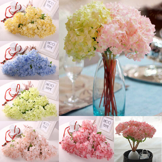 Artificial Flower Hydrangea Silk Bridal Bouquet Party Home Wedding Decor 5 Colors Flowers