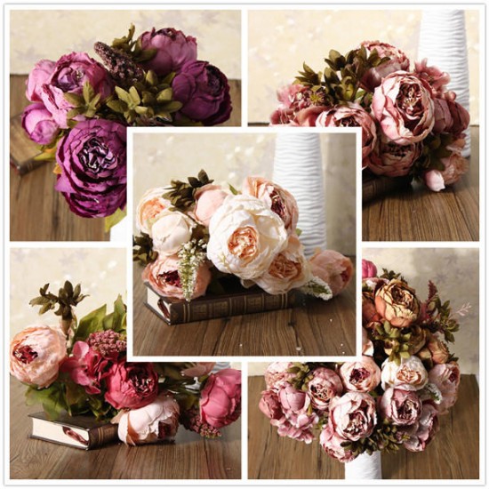 Artificial Peony Bouque Silk Flowers Home Room Party Wedding Garden Decoration