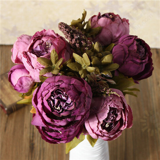 Artificial Peony Bouque Silk Flowers Home Room Party Wedding Garden Decoration