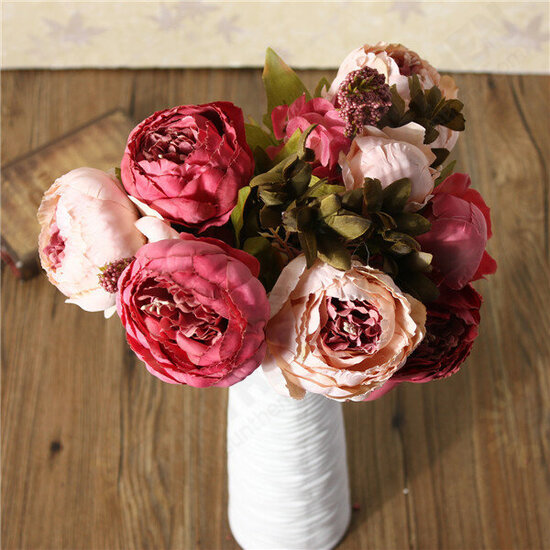 Artificial Peony Bouque Silk Flowers Home Room Party Wedding Garden Decoration