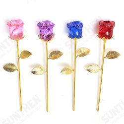 Crystal Glass Golden Roses Flower Ornament Valentine Gifts Present with Box Home Decorations Crystal Glass Golden Roses Flower Ornament Valentine Gifts Present with Box Home Decorations