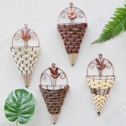 Rattan Hanging Wall Planter Plant Pot Basket Garden Flower Mounted Holder Cone Rattan Hanging Wall Planter Plant Pot Basket Garden Flower Mounted Holder Cone