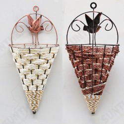 Rattan Hanging Wall Planter Plant Pot Basket Garden Flower Mounted Holder Cone Rattan Hanging Wall Planter Plant Pot Basket Garden Flower Mounted Holder Cone