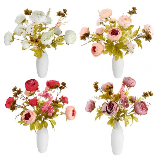 Silk Bouquet Peony Flower Artificial Bridal Home Wedding Decor Supplies