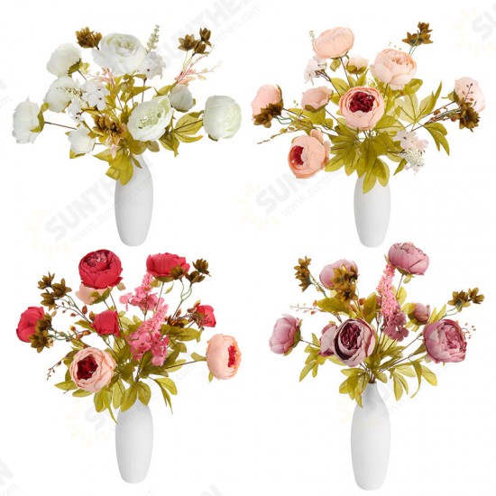 Silk Bouquet Peony Flower Artificial Bridal Home Wedding Decor Supplies