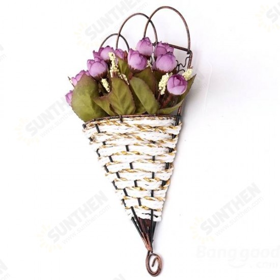 Silk Roses Hanging Baskets Artificial Flowers European Home Garden Decorative