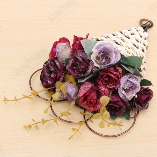 Silk Roses Hanging Baskets Artificial Flowers European Home Garden Decorative