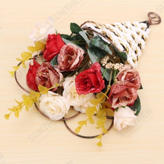 Silk Roses Hanging Baskets Artificial Flowers European Home Garden Decorative