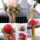 Silk Wedding Car Artificial Flower Bow Ribbon Handles Rearview Mirror Decorations