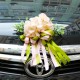 Silk Wedding Car Artificial Flower Bow Ribbon Handles Rearview Mirror Decorations