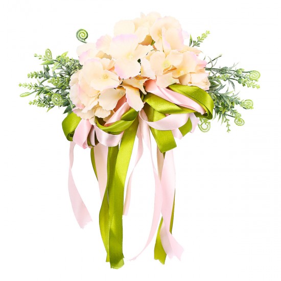 Silk Wedding Car Artificial Flower Bow Ribbon Handles Rearview Mirror Decorations