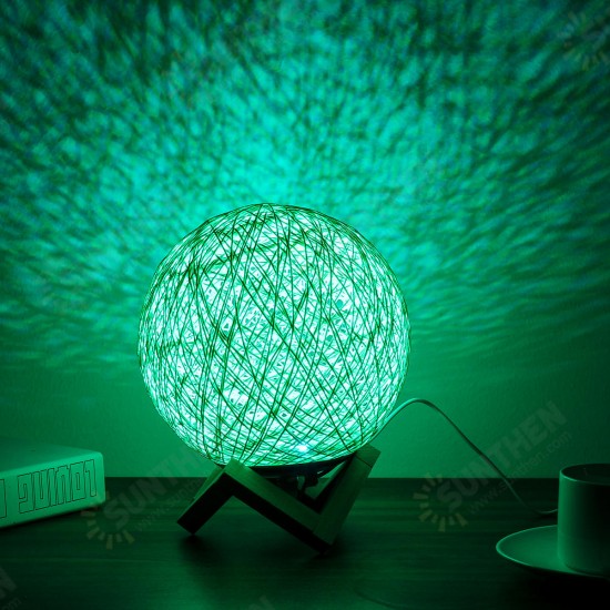 USB Wooden Rattan Table Light Dimming Desk Bedroom Night LED Ball Home Decorations