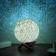 USB Wooden Rattan Table Light Dimming Desk Bedroom Night LED Ball Home Decorations