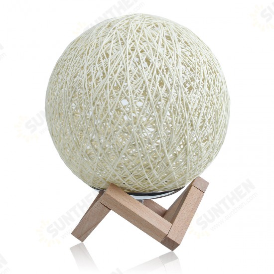 USB Wooden Rattan Table Light Dimming Desk Bedroom Night LED Ball Home Decorations