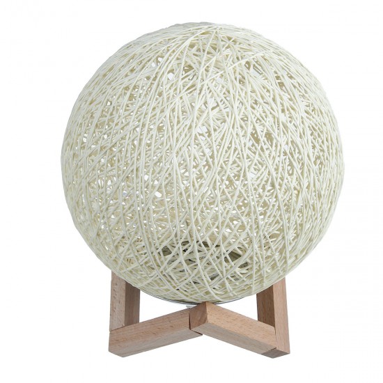 USB Wooden Rattan Table Light Dimming Desk Bedroom Night LED Ball Home Decorations