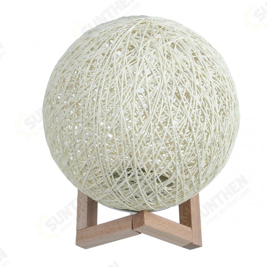 USB Wooden Rattan Table Light Dimming Desk Bedroom Night LED Ball Home Decorations