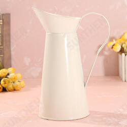 White Vintage Shabby Chic Cream Vase Enamel Pitcher Jug Pot Tall Metal Wedding Decor White Vintage Shabby Chic Cream Vase Enamel Pitcher Jug Pot Tall Metal Wedding Decor