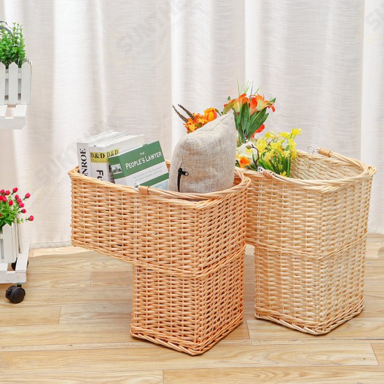 Willow Woven Basket Box Seagrass Storage Hamper Laundry Holder Home Organizer