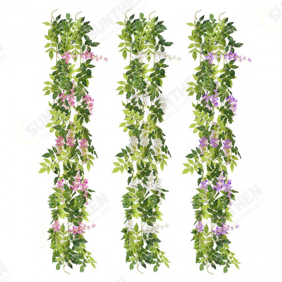 Wisteria Garland Artificial Flowers Bunch Wedding Home Hanging Ivy Decorations 2m