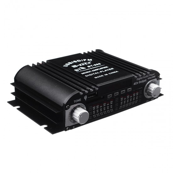 12V Car Mini HIFI Digital bluetooth Audio Power Amplifier Four Channel Output with Remote Control