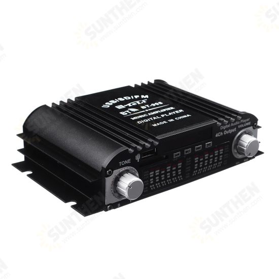 12V Car Mini HIFI Digital bluetooth Audio Power Amplifier Four Channel Output with Remote Control