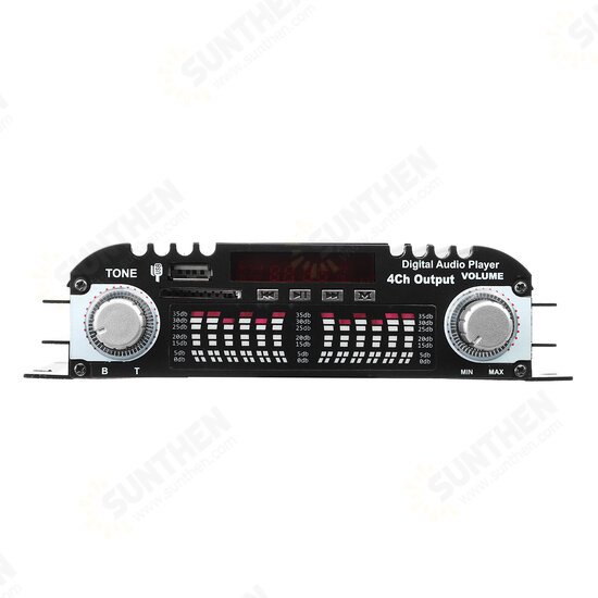 12V Car Mini HIFI Digital bluetooth Audio Power Amplifier Four Channel Output with Remote Control