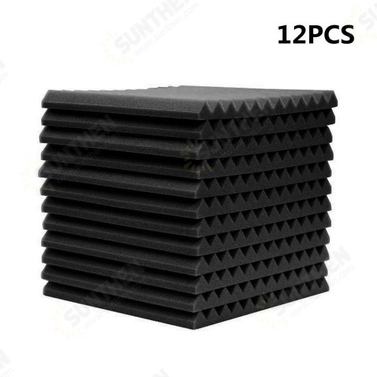 12pcs 30x30x2.5cm Acoustic Foam Soundproof Studio Foam Soundproofing Panels Cinema Muffler Sponge Absorption Treatment Panel for Walls Sound Absorbing