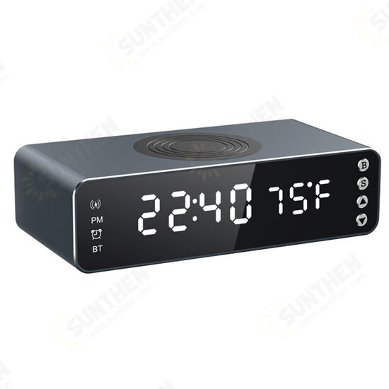 15W 3-in-1 Portable Speaker bluetooth Speaker LED Display Alarm Clock Wireless Charger Wireless Speaker