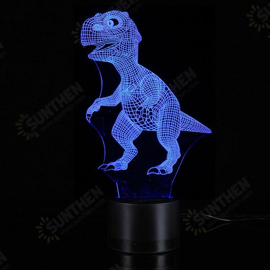 3D Night Light 7 Color Change Dinosaur Acrylic Desk Lamp bluetooth Speakers