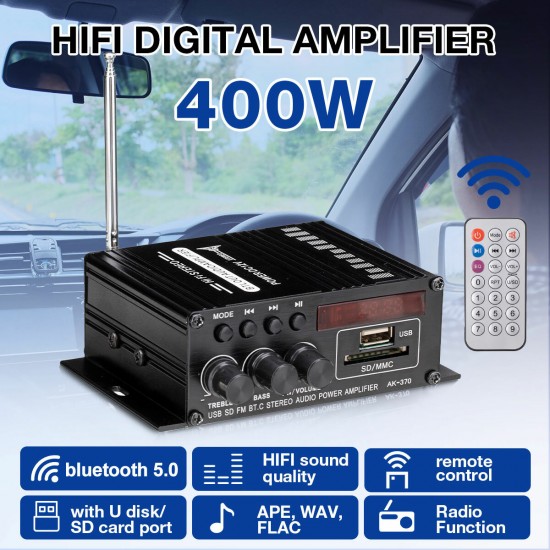 400W HiFi Digital Amplifier bluetooth 5.0 Amplifier FM Radio U Disk TF Card Mini Power Amplifier