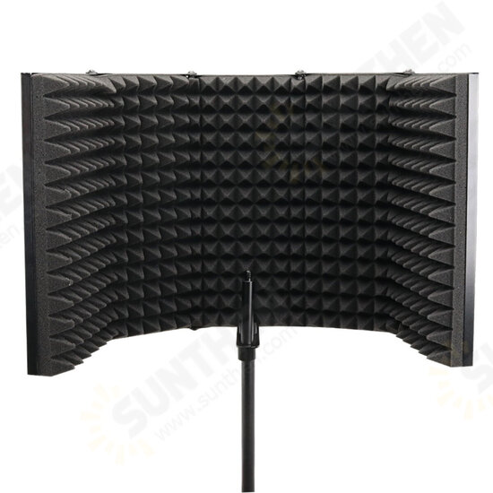 57.5 x 28cm Foldable Adjustable Studio Recording Microphone Isolator Sound Absorbing Foam Panel Mic Isolation Shield Stand Mount