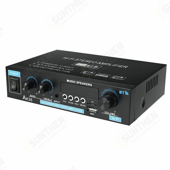 AK35 110-240V 2x30W Mini 2.0 Channel Digital Amplifier bluetooth 5.0 Receiver USB Music Player Stereo Home Car Marine Audio Amp